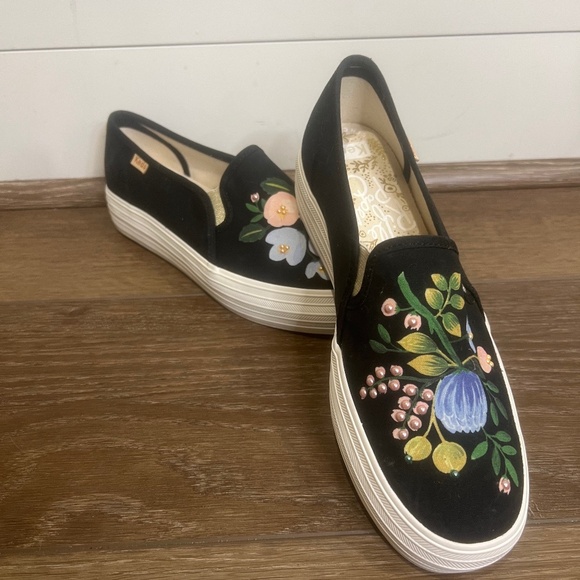 Keds x Rifle Paper Co. Shoes - Keds x Rifle Paper Co. Triple Decker Botanical Embellished Slip-On Sneaker, Sz 7